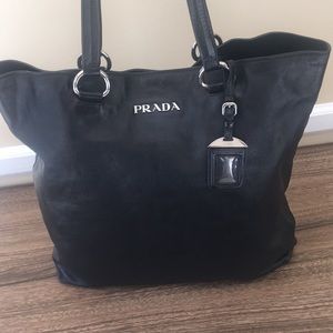 Prada Shopping Black Leather Tote